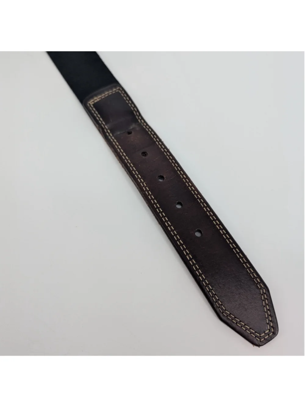 Martin Dingman Men’s Black Elastic Web Belt Brown Leather Size 42 105